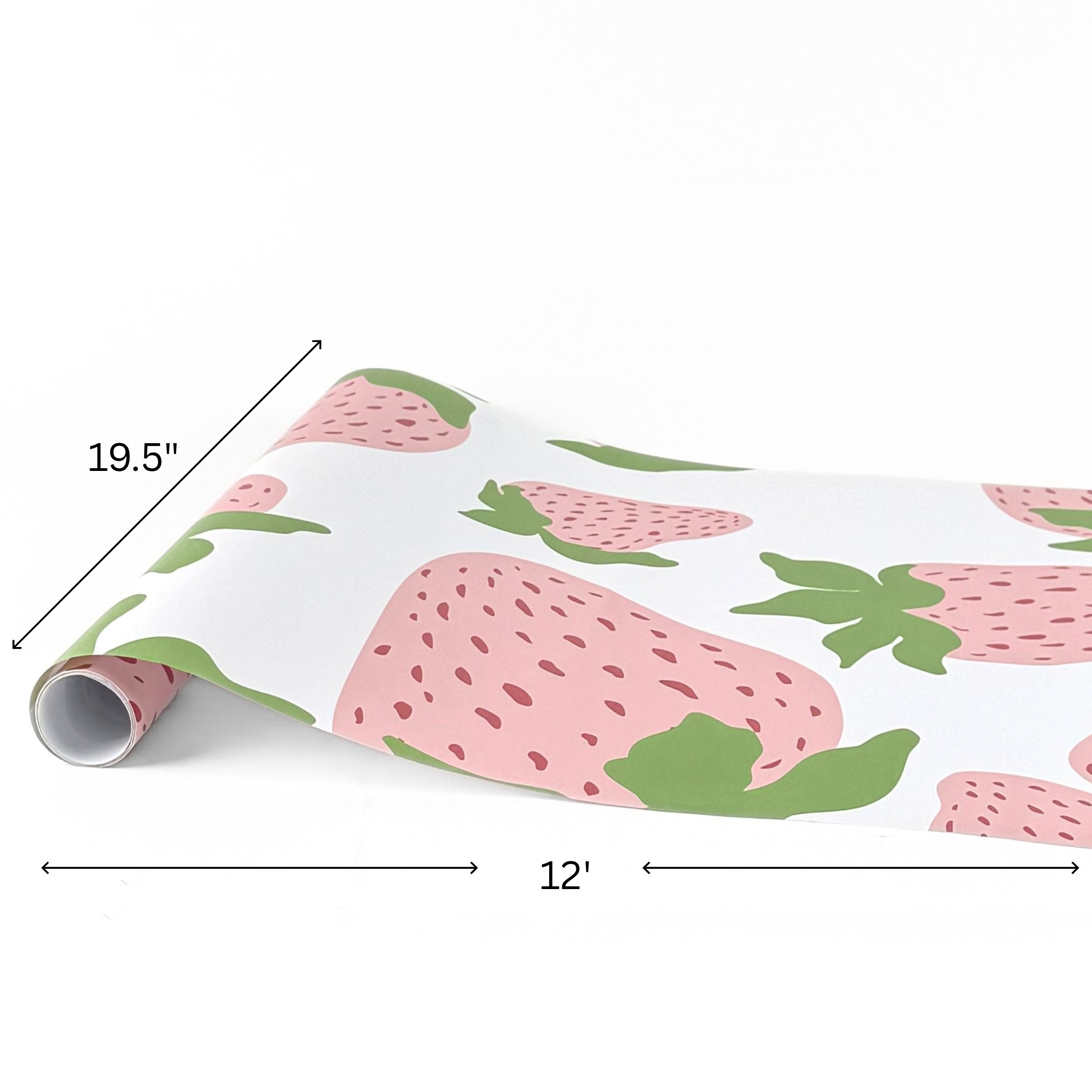 Garden strawberry pink green paper table runner measuring 12 feet long and 19.5 inches wide.