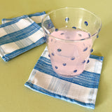 gin lane swedish blue cloth cocktail napkins with a blue dotted glass