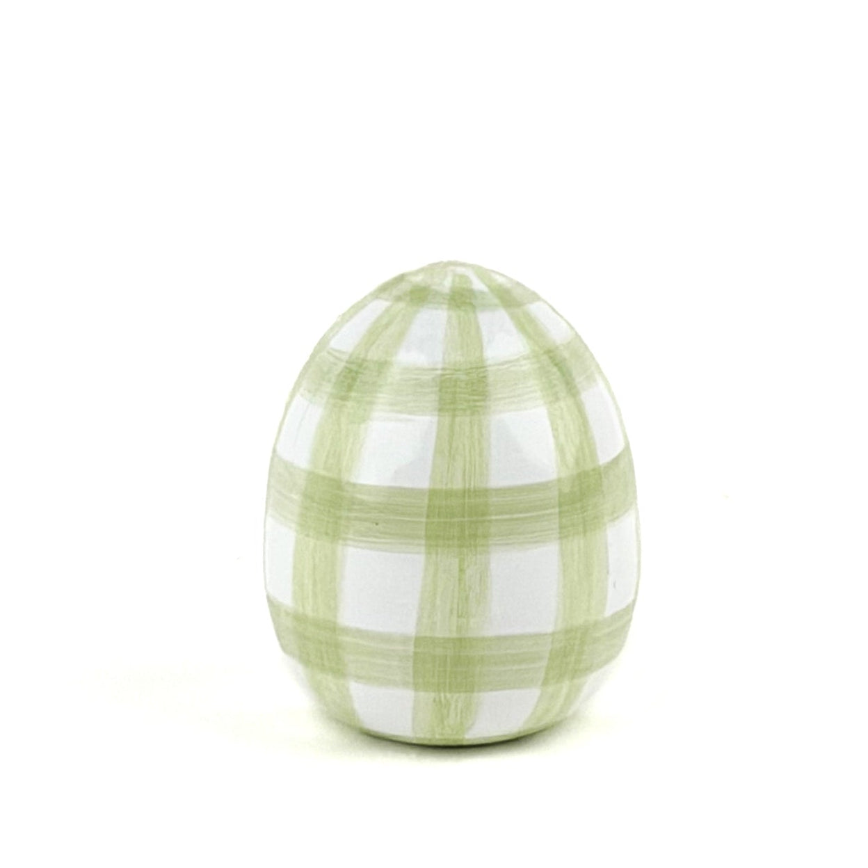 a green gingham decorative Easter eggs on white background