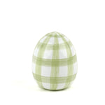 a green gingham decorative Easter eggs on white background