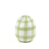 a green gingham decorative Easter eggs on white background