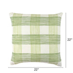 Gin Lane Celery Green White outdoor pillow, 22 by 22 inches.
