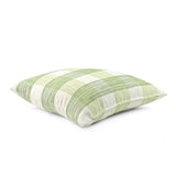 Side view of Gin Lane Celery Green White outdoor pillow.