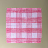 a pink gingham cloth dinner napkins in gin lane print fabric by Madap Cottage