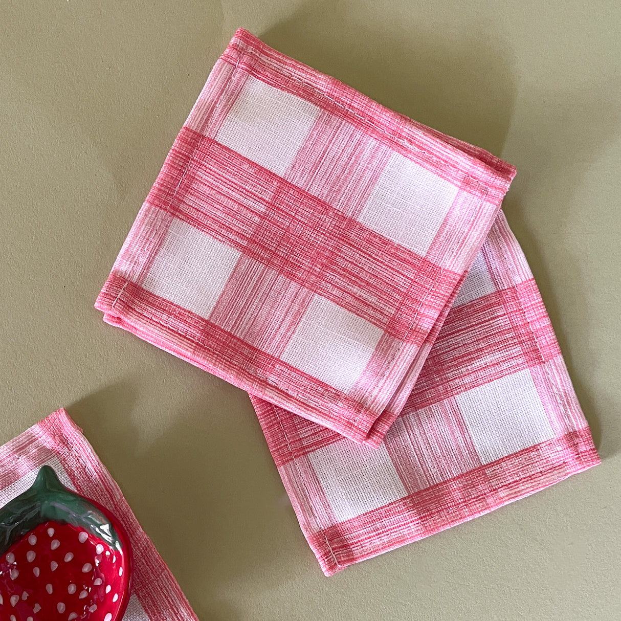 gin lane rhubarb pink cloth cocktail napkins