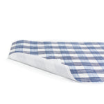 a Gin Lane Blue Gingham Paper Table Runner on a white background
