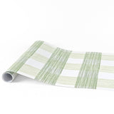 a Gin Lane Green Gingham Paper Table Runner on a white background