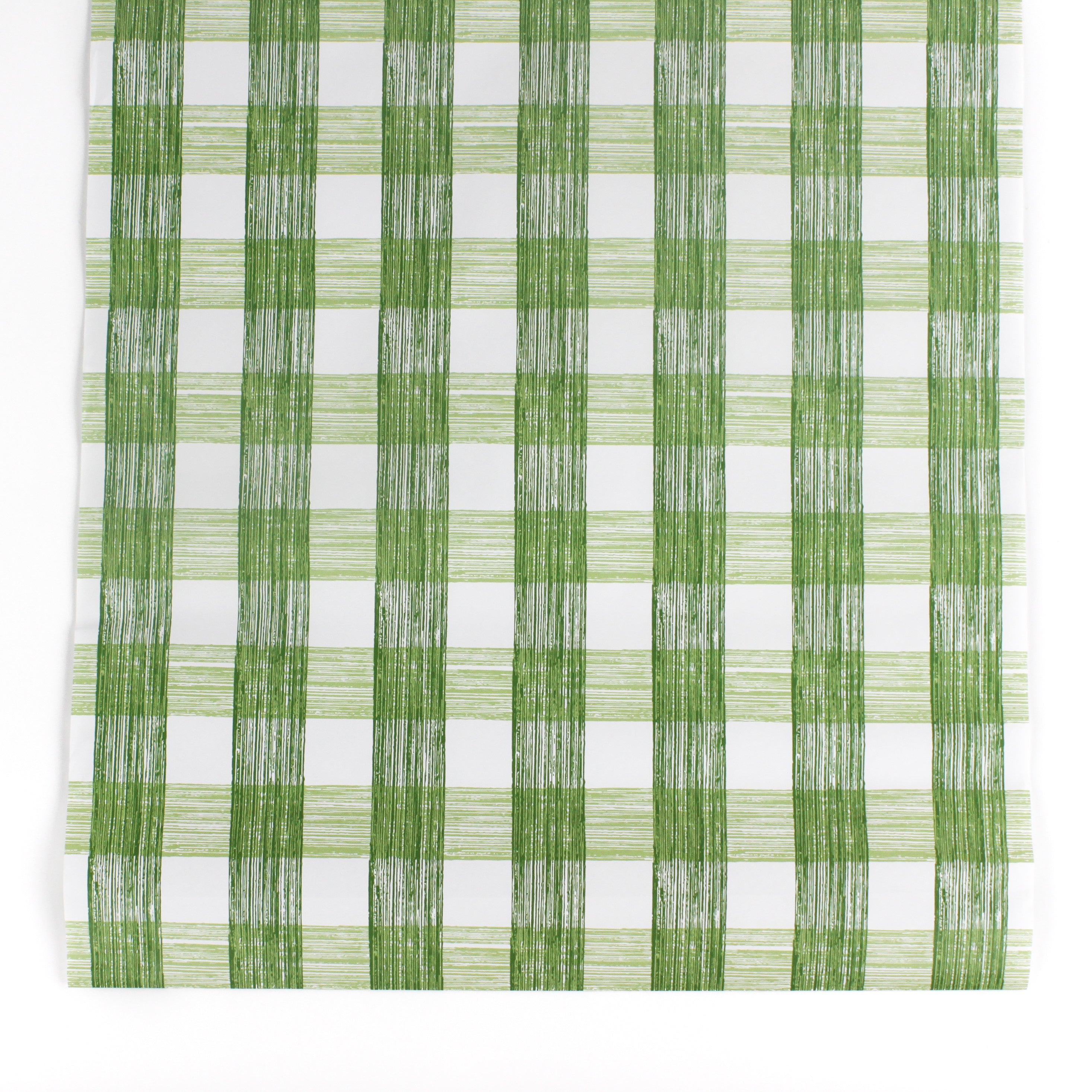 a Gin Lane Green Gingham Paper Table Runner on a white background