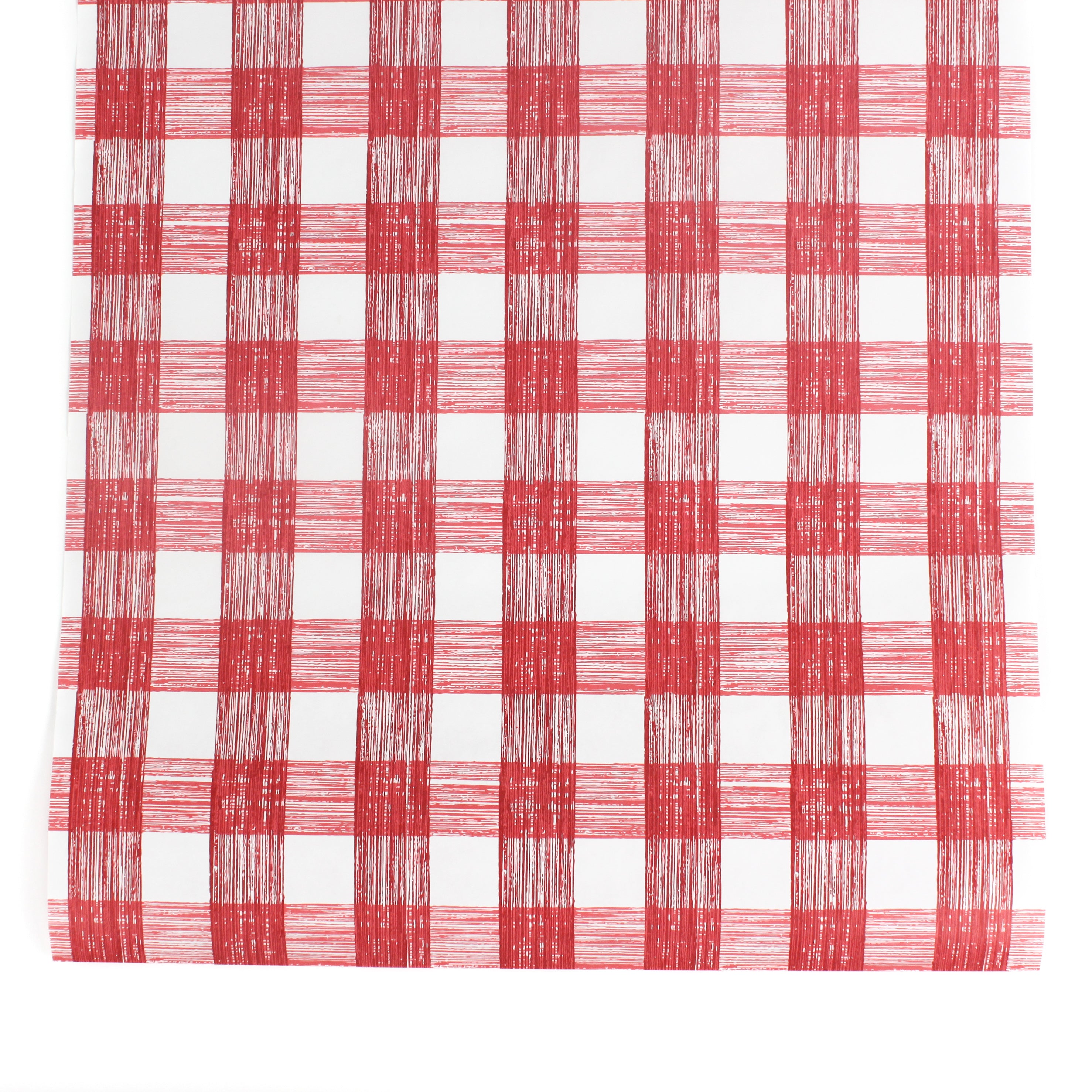 a Gin Lane Red Gingham Paper Table Runner on a white background