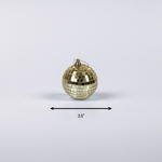 1 mini gold disco ball ornaments on a white background with dimension of 2.5"