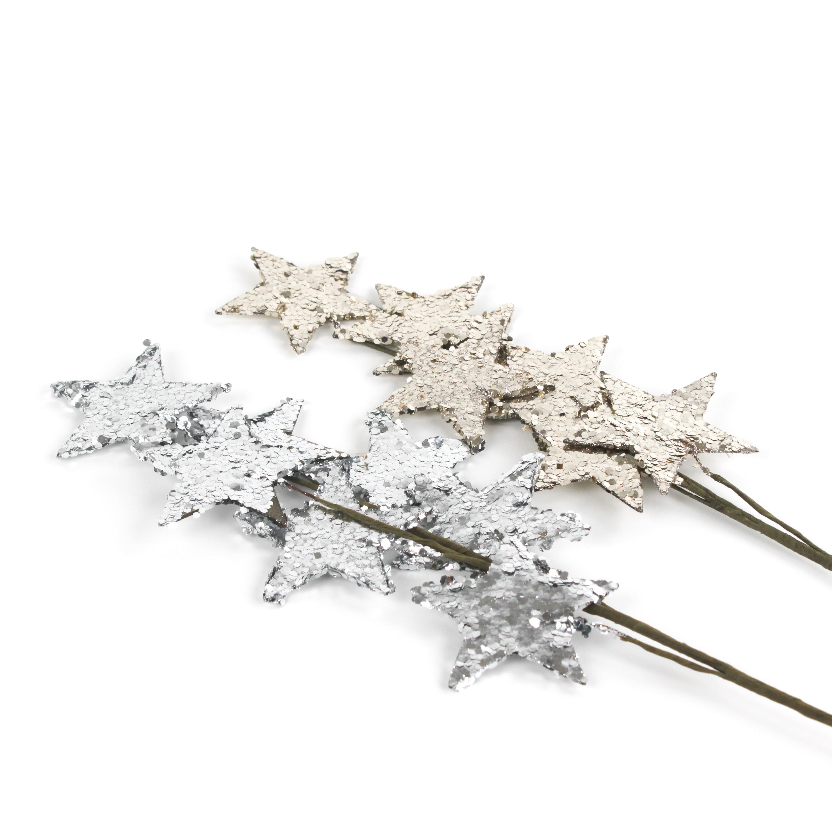 Spray of Stars Decoration, Set of 2 gold and silver