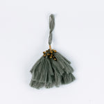 gray elegant tassel Christmas ornaments with small gold bells