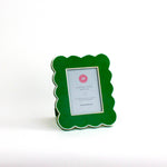 5 x 7 Green scalloped photo frame on a white background