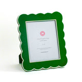 Green 8 x 10 scalloped photo frame on a white background