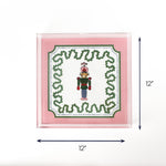Green Christmas Square Acrylic Tray Nutcracker large with dimension of 12" x 12".