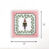 Green Christmas Square Acrylic Tray Nutcracker large with dimension of 12" x 12".
