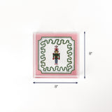 Green Christmas Nutcracker Square Acrylic Tray medium with dimension of 8" x 8".