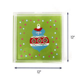 Green Ornaments Christmas Acrylic Tray Large with dimension of 12" H x 12" W.