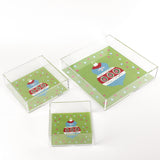 Christmas Ornament Square Acrylic Trays, 3 Sizes - Green