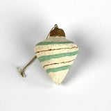 Cone-shaped Painted Paper Mache Christmas Ornament Green with gold glitter top.