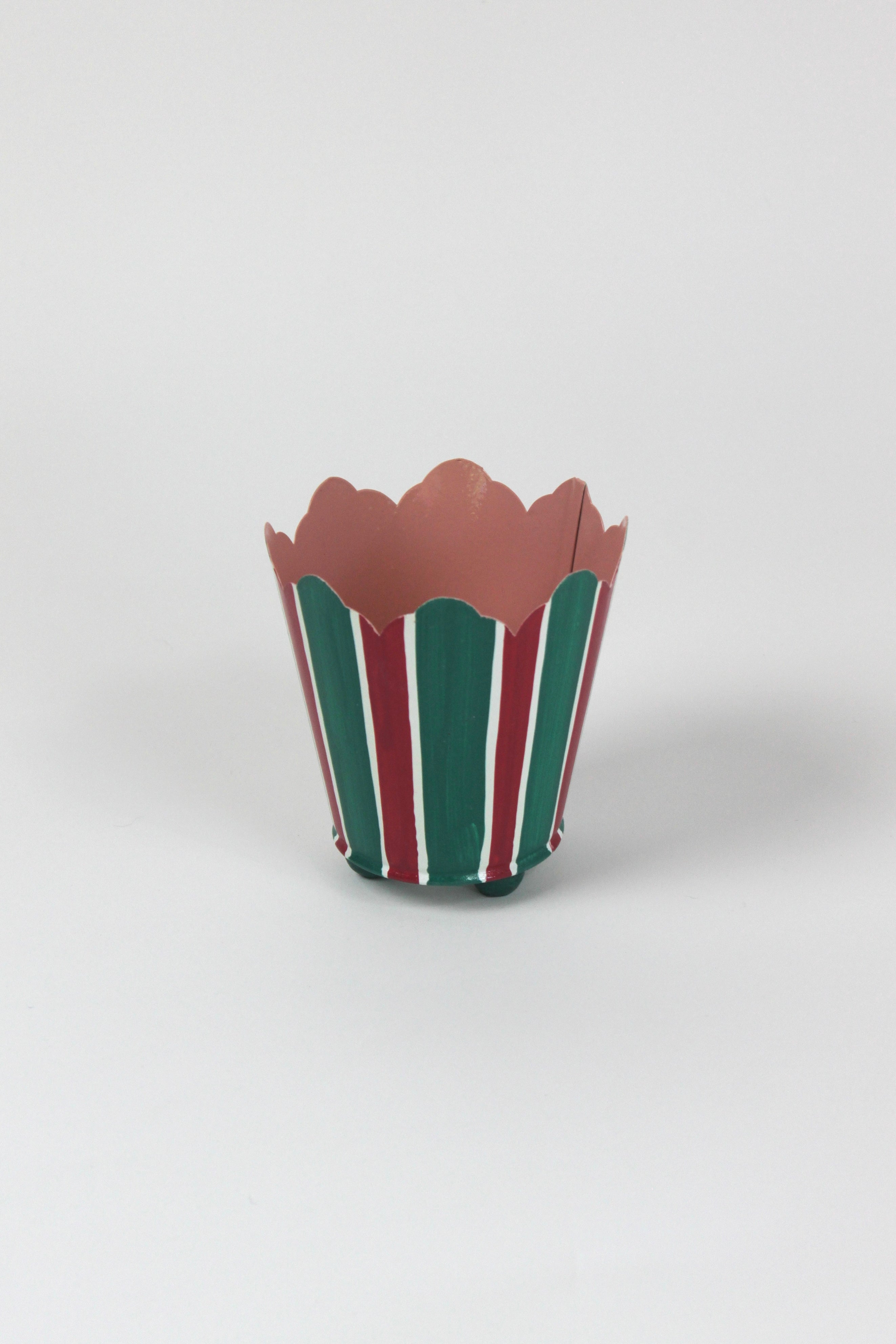 green and red striped cachepots from madcap cottage