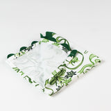 Springtime Bunnies and Bow Print Green Cloth Dinner Napkins with Ric Rac, Set of 4