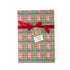 Colorful gift wrap featuring vibrant green, pink, blue, and red plaid patterns for beautifully wrapped presents.