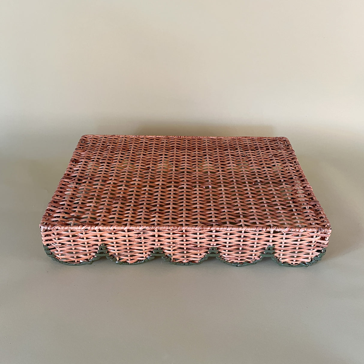 green rattan serving tray bottom