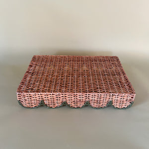 green rattan serving tray bottom