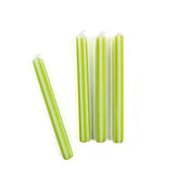 4 pcs of green and white stripe candles on a white background