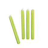 4 pcs of green and white stripe candles on a white background