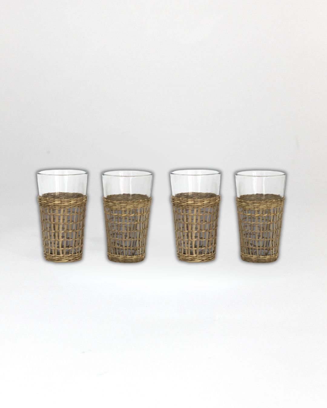 Seagrass Wrapped Glasses, Set of 4