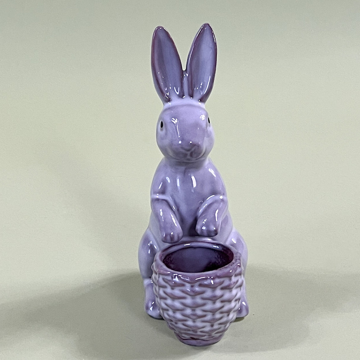 grey ceramic easter bunny front facing