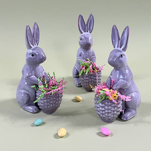 trio of grey ceramic easter bunnies