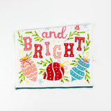 Colorful Ornaments Christmas Tea Towel with saying Merry and Bright