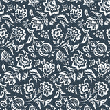 Hampton Court Unpasted Wallpaper - Navy Blue