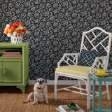 Hampton Court Unpasted Wallpaper - Navy Blue