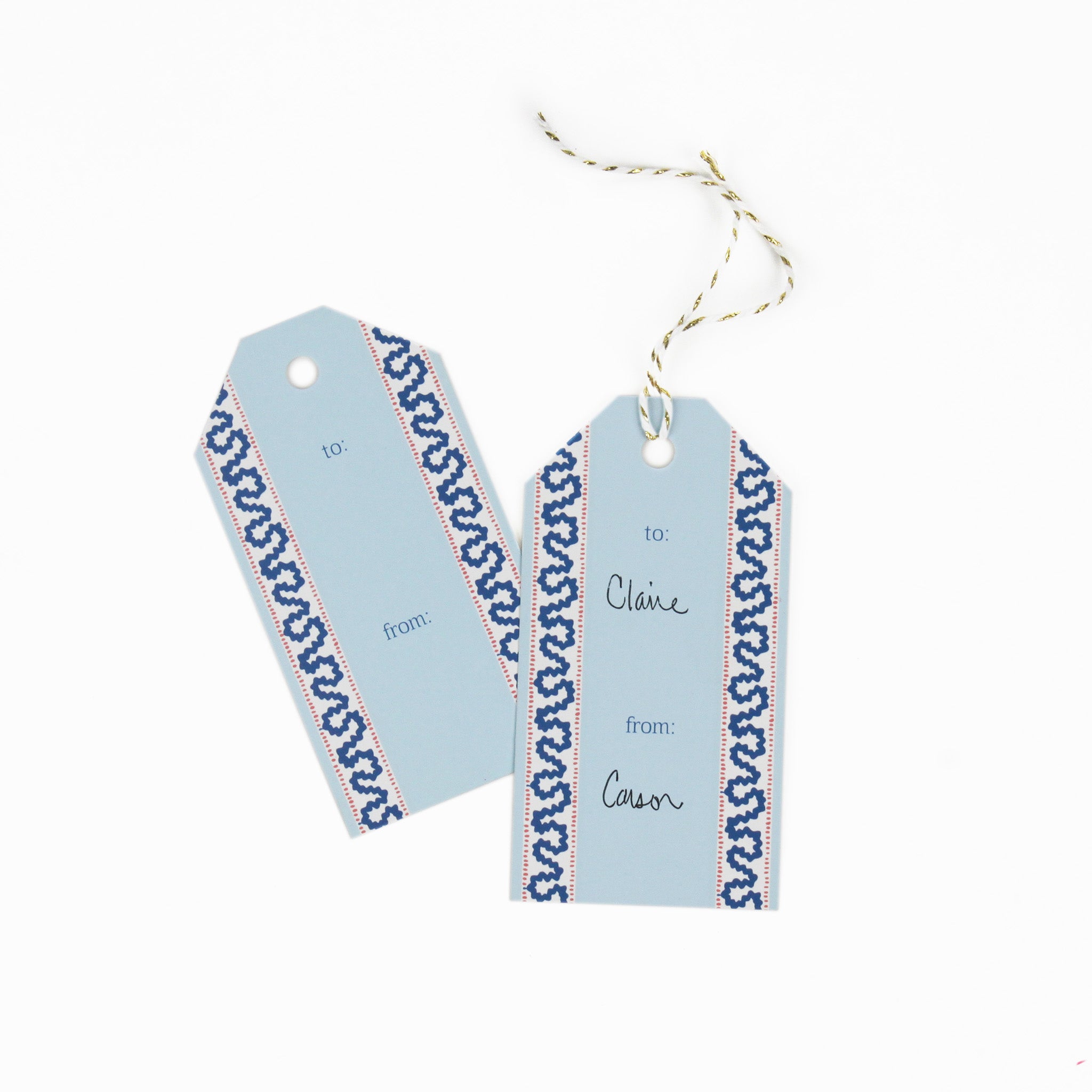 2 Harbor Trail blue Gift Tags with a space for personal message