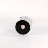 bottom of a Harbor trail Bahama pink stripe pattern covered acrylic ice bucket.