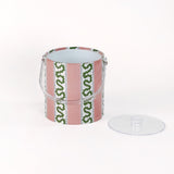 Harbor Trail Bahama Pink 3 qt acrylic ice bucket with handle up and the lid in place
