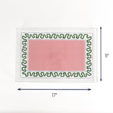 Harbor Trail pink and green rectangular acrylic tray large with dimension of 17" x 11".