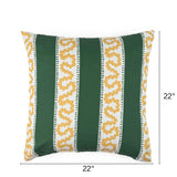 Harbor Trail Performance/ Outdoor Pillow, 22" Square - Yellow & Green