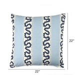 Harbor Trail White Blue outdoor pillow, 22 by 22 inches.
