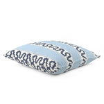 Side view of Harbor Trail White Blue outdoor pillow.