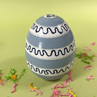 a  blue striped large decorative easter eggs 