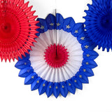 Red, White, and Blue 27" Honeycomb Paper Rosette Patriotic Decorations, Set of 2