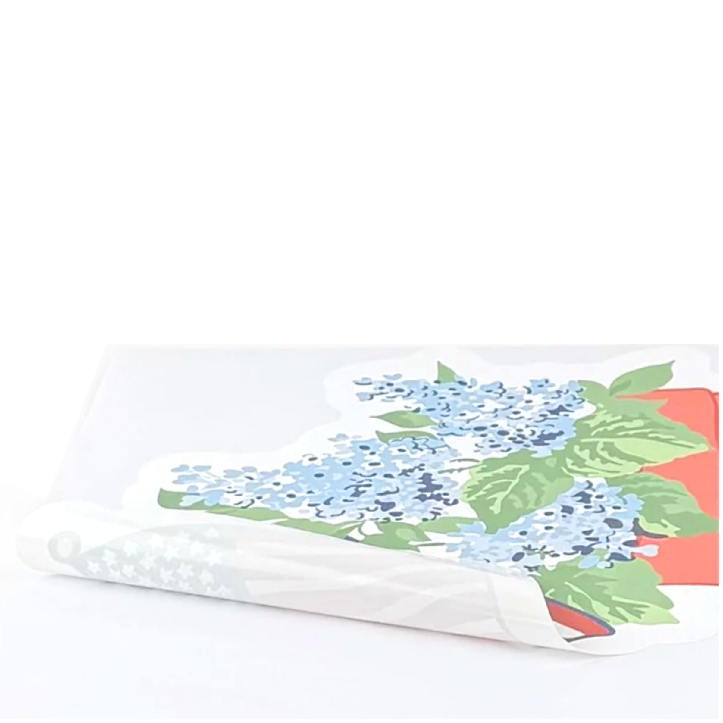 Hydrangea patriotic wall decal reverse side showing peel-and-stick backing material.