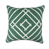Back view of Island House Green White outdoor pillow.