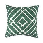 Back view of Island House Green White outdoor pillow.