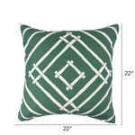Island House Green White outdoor pillow, 22 by 22 inches.